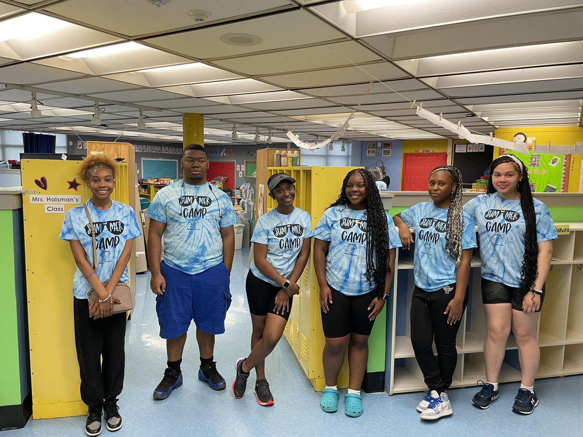 YouthWorks students are doing different jobs across the district, including these YouthWorkers helping with Moravia Judy Center's Camp Curiosity! Five of the six are former students of Moravia Park. (@JobsBaltimore_)