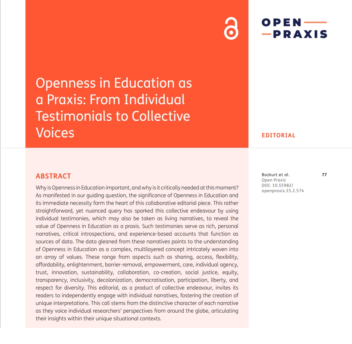 Dr Mel Bond MCCT (@misc_nerd) on Twitter photo 📢New Publication Alert
<a href="/arasbozkurt/">Aras Bozkurt</a> has done it again! Bringing together #OpenAccess #OEP #OER researchers from around the globe for this editorial in <a href="/openpraxis_icde/">Open Praxis</a> 🥳🙌
Congratulations to all!
📖doi.org/10.55982/openp… 📢New Publication Alert
<a href="/arasbozkurt/">Aras Bozkurt</a> has done it again! Bringing together #OpenAccess #OEP #OER researchers from around the globe for this editorial in <a href="/openpraxis_icde/">Open Praxis</a> 🥳🙌
Congratulations to all!
📖doi.org/10.55982/openp…