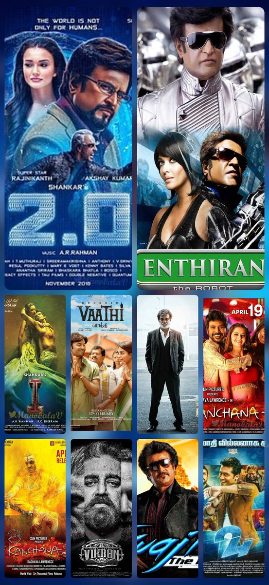 All time Top 10 Tamil Movies in AP/TS

#2Point0 
#Enthiran 
#I 
#Vaathi 
#Kabali 
#Kanchana3 
#Kanchana2 
#Vikram 
#Sivaji 
#24TheMovie