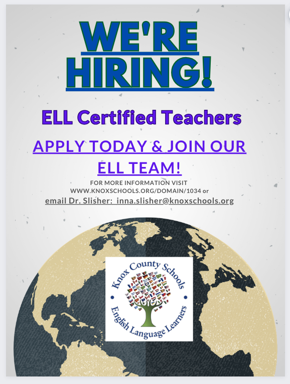 We want YOU🫵 to join us! We're hiring ELL Certified Teachers! Join our World Class Team! 🌎