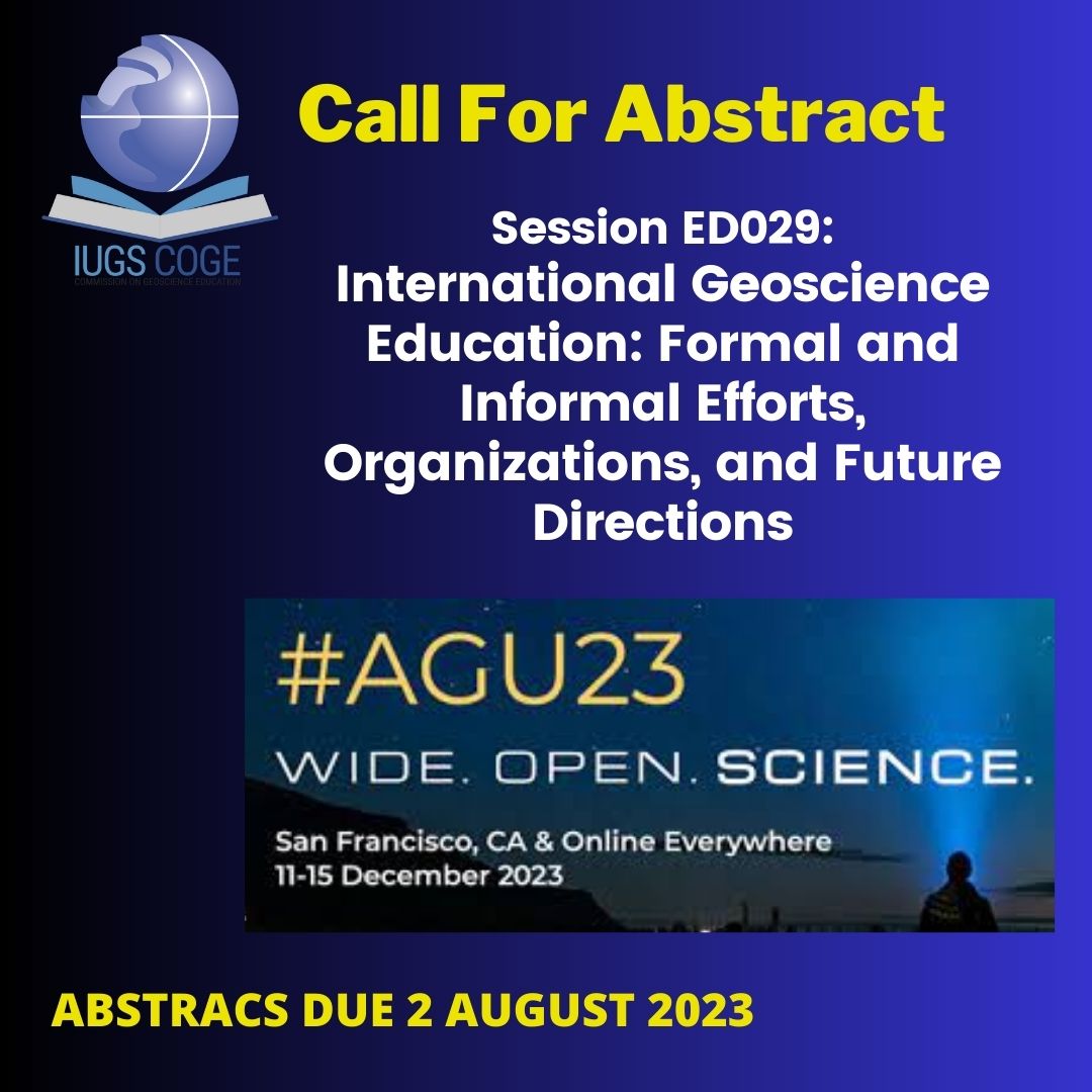 Grisel Jiménez (@georockgris) on Twitter photo Consider to submit your abstract for the <a href="/theAGU/">AGU (American Geophysical Union)</a>
2023. Session EDO29. International Geoscience Education: Formal and Informal Efforts, Organizations, and Future Directions. Don't miss out! agu.confex.com/agu/fm23/preli… Consider to submit your abstract for the <a href="/theAGU/">AGU (American Geophysical Union)</a>
2023. Session EDO29. International Geoscience Education: Formal and Informal Efforts, Organizations, and Future Directions. Don't miss out! agu.confex.com/agu/fm23/preli…