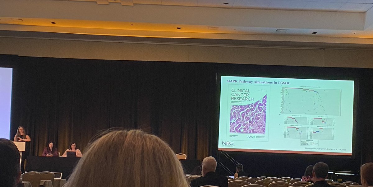 Rachel Grisham of @TeamOvary_MSK presenting a beautiful state of the science in low grade serous ovarian cancer at #nrg2023. Honored to have our work featured (and forever grateful for her mentorship!) #nrg10
@MSKCancerCenter @sushmitabg @YingLiu88