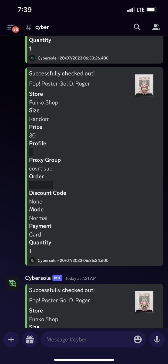 What a morning!! 32 Rodgers so far. Best group ever ! Best proxies!! Thank you 🙏🏻 🍿 And cyber 🐐 @chukshut @Covrtproxies @Cybersole