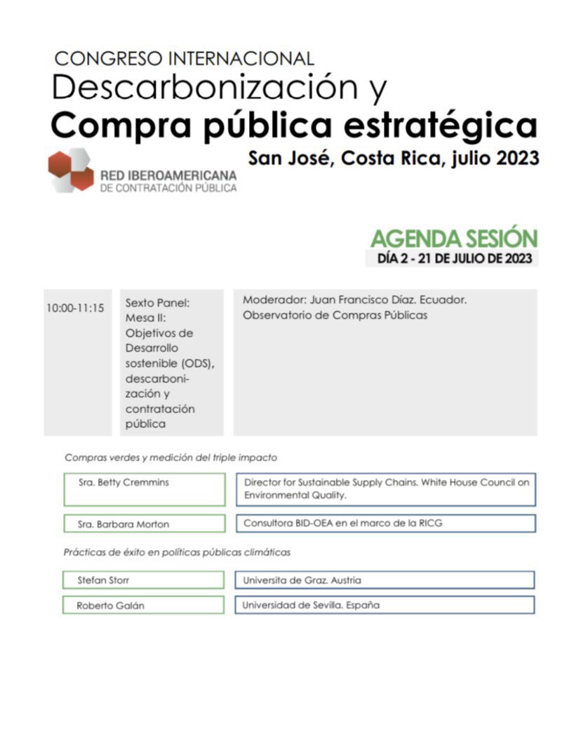 Nuestro socio Juan Francisco Diaz <a href="/JuanFraDiaz/">Juan Francisco Diaz</a> participará en el Congreso Internacional sobre Descarbonización y Compras Públicas Estratégicas" organizado por <a href="/redicop2020/">REDICOP</a> <a href="/red_ricg/">Red-RICG</a> y los Observatorios de Compras Públicas, moderando el sexto panel.