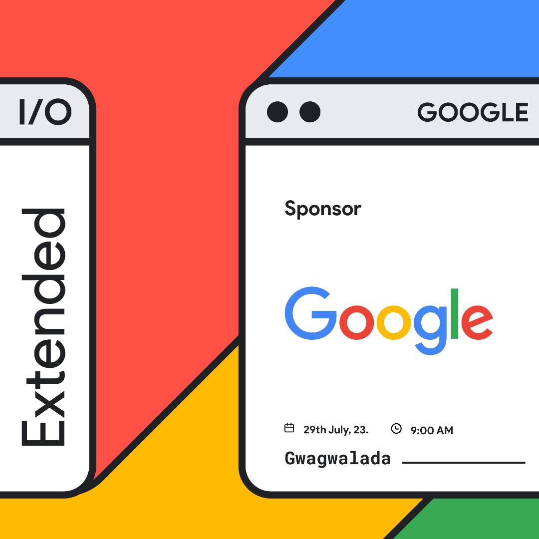 GDGGwags's tweet photo. Sponsorship announcement 

We are pleased to announce Google as our sponsors. 

#IOExtendedGwagwalada23

RSVP here: https://t.co/0OH1KLltOG https://t.co/W6ZSyfNqc2