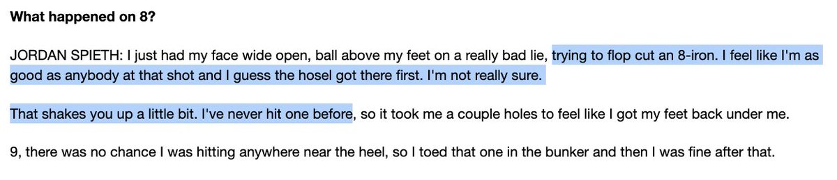 KylePorterNS's tweet photo. Jordan Spieth says he's as good as anyone at the flop cut 8 and that he's never caught a hosel before 😂 https://t.co/qhRPs9u5xv