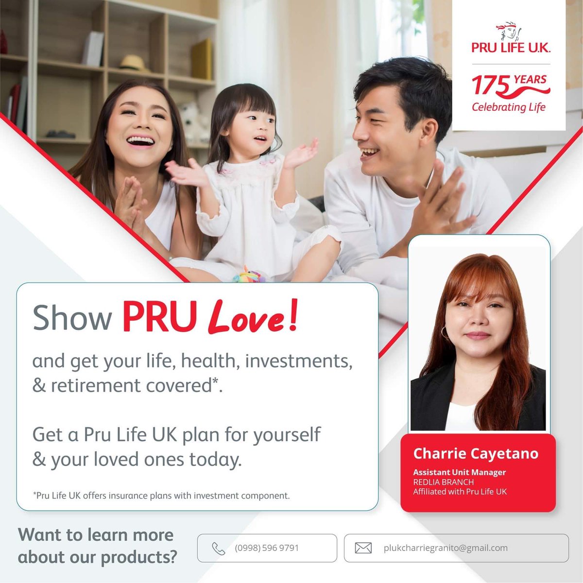 charay824's tweet photo. Show PRU Love and have your life, health, investments, and retirement covered. Get a Pru Life UK plan today! 
Contact me or comment below.

#PRULove #WeDoFamily #PruLifeUK https://t.co/Oa1JS3DOqA