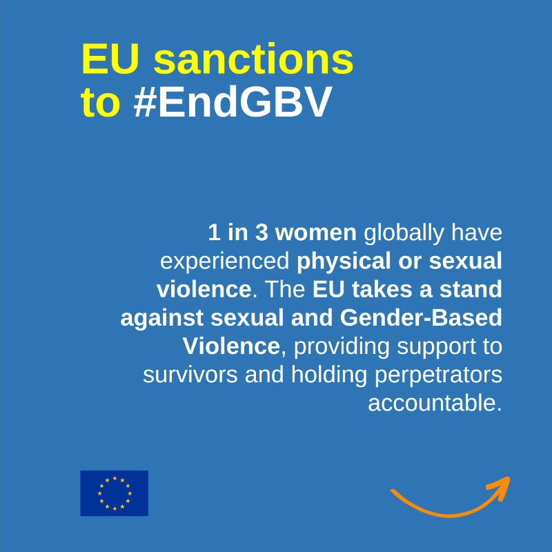eu_eeas's tweet photo. The Council has adopted restrictive measures against Sexual and Gender-based Violence. With these sanctions, the EU is sending a clear message: there is a cost to serious human rights violations and abuses. #EU4HumanRights #UDHR75 #EndGBV