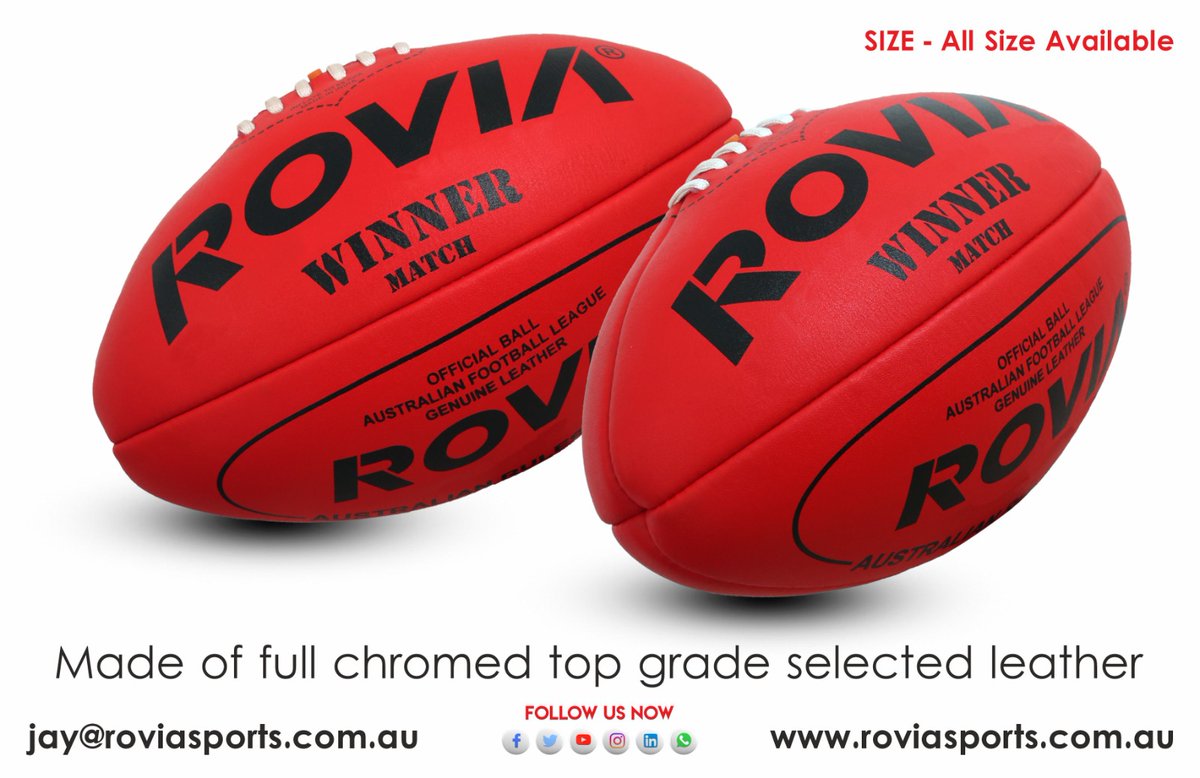 rovia_sports's tweet photo. Get ready to dominate with our 'Winner Match' Australian Rules Football! Crafted from top-grade leather, it's durable, comfortable, and leak-proof. Suitable for all ages, sizes, and skill levels. Stand out on the field and experience victory like never before! 🏈🏅 https://t.co/rhUQuXbqUz