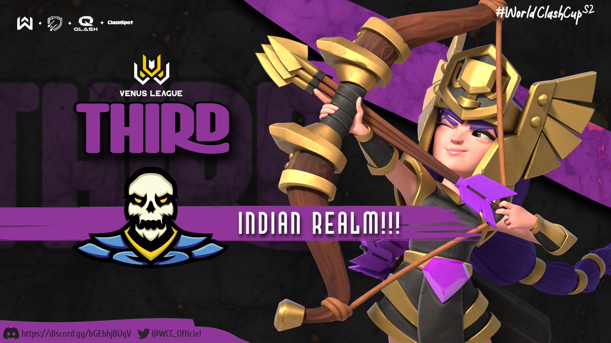 In picture our winners of season 2 in Venus League. GG to all 👏

Thanks to our graphic designer <a href="/Romssrow/">Romssrow</a> for these magnificent posters 🥰, and to our 4 sponsors who believed in us @WBBofficiel @QLASH_COC <a href="/ClashofClans/">Clash of Clans</a> <a href="/ClashSpot/">ClashSpot</a> 🙏

<a href="/Extinction_CoC/">Extinction</a> <a href="/Anshul49216212/">Indian Rampage</a>