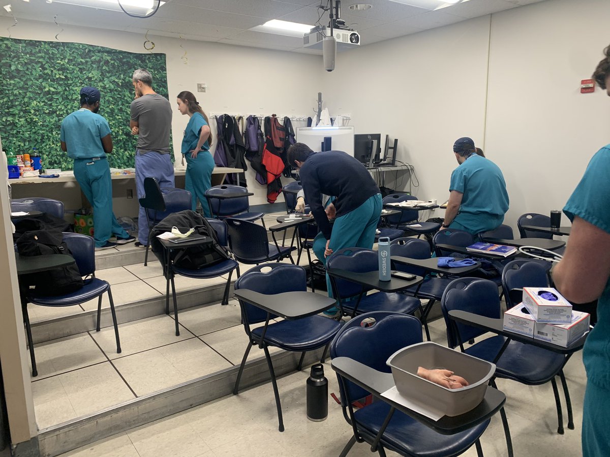 JeffCVIR's tweet photo. IR skills simulation bootcamp this morning! Hands-on practice with US-guided access/biopsy, suturing, knot tying, embolization, and wire/catheter skills. Always great to keep the skills sharp #irad @SIRRFS https://t.co/OFz9swlWuX