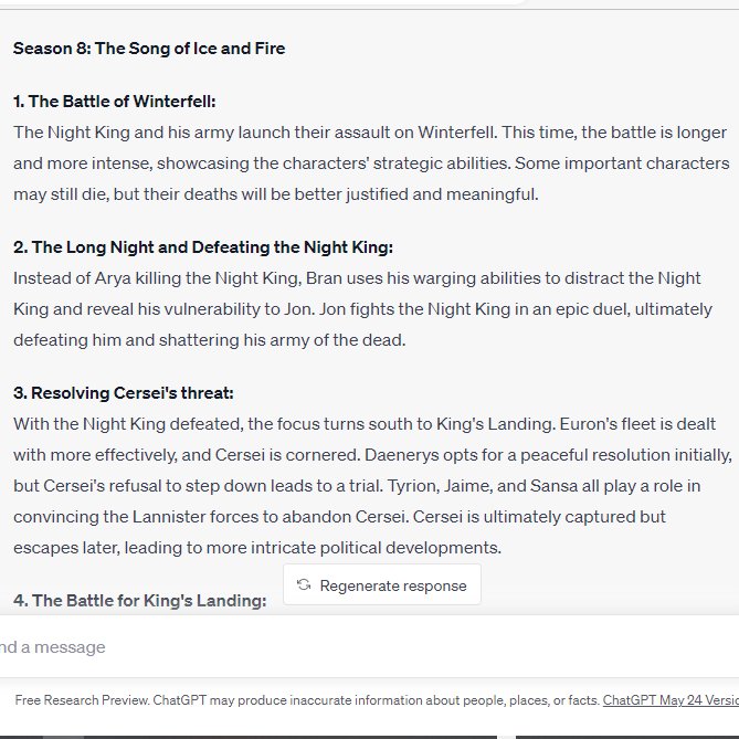 AI writes better than 90% of writers out there.

I present you with Game of thrones season 8 https://t.co/jCB8tfRbnv