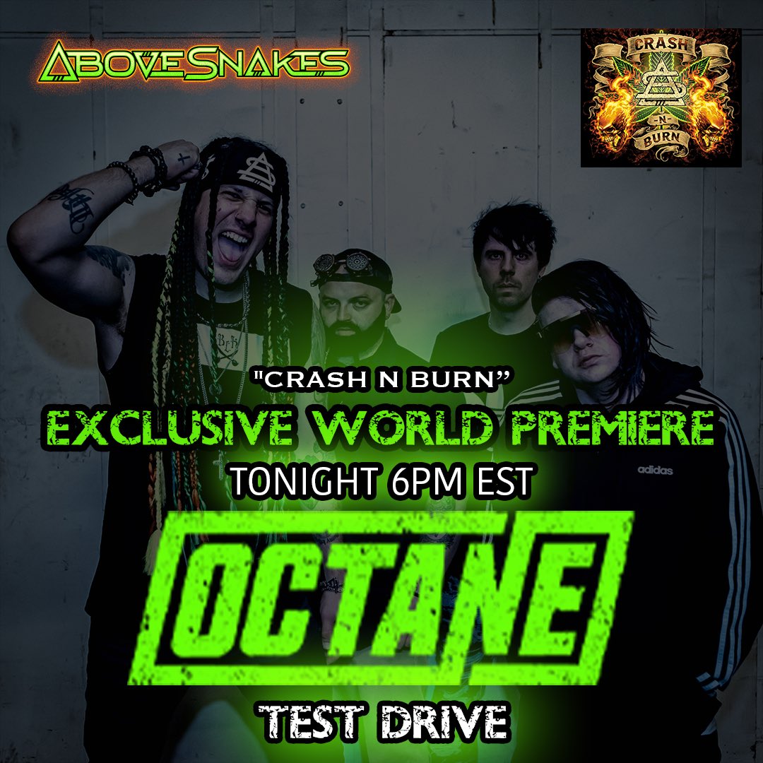 Abovesnakesband's tweet photo. Don't forget to tune into @sxmoctane TONIGHT for the exclusive world premiere of  "Crash N Burn" with The Metal Ambassador @josemangin during tonights #Testdrive !! 

Honored &amp; grateful to everyone over at #Sxmoctane !!!

Produced/Mixed/Mastered by our homie @kile_odell 👊🤘 https://t.co/ICeEQtiMzG