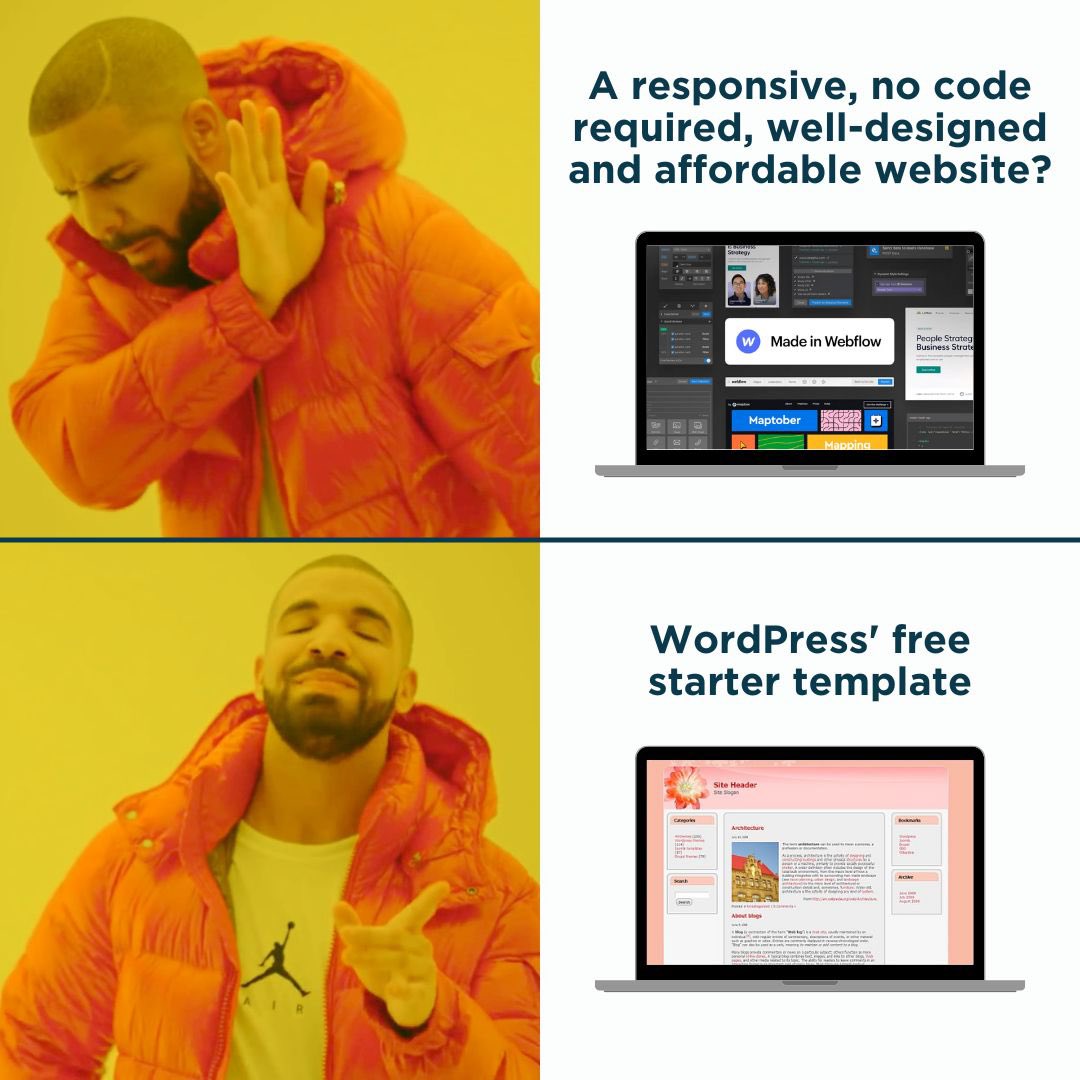 pierregoaer's tweet photo. Making a decent website is not rocket science. In 2023, there's no excuse for a 2001-looking website. 🚫

You don't need designers, developers and marketers to built it for you.

Get a template from @WordPress, @webflow, @squarespace, and work on your content!

It’s that simple. https://t.co/KI4nLxV4yP