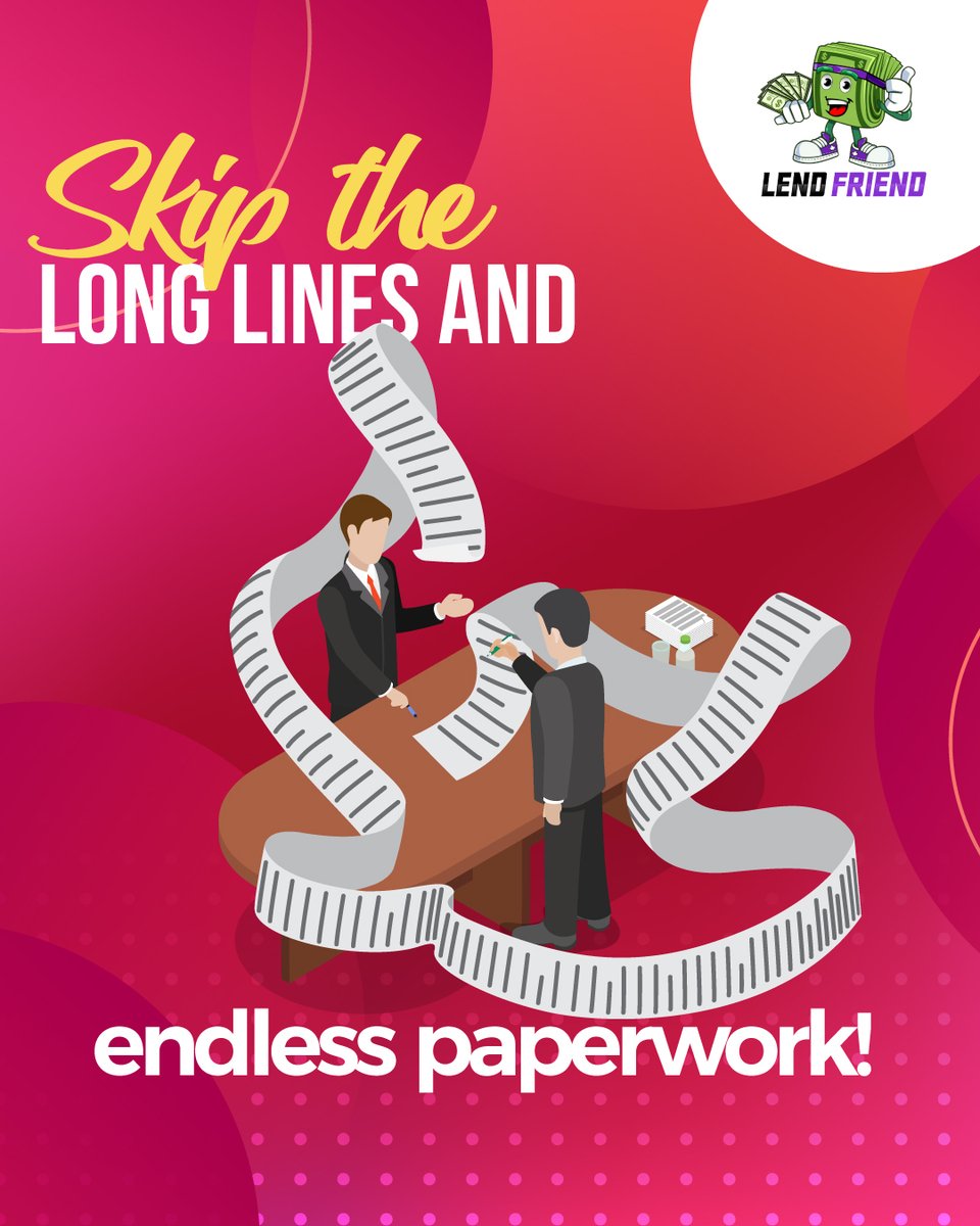 🏦 Skip the long lines and endless paperwork! Lend Friend's online platform makes applying for a loan quick and ⏰ hassle-free.

Don’t forget to visit our website ➡️ lendfriend.ca

#lendfriend #onlineloans #loan #lending #convenientlending #fastapplication #finance