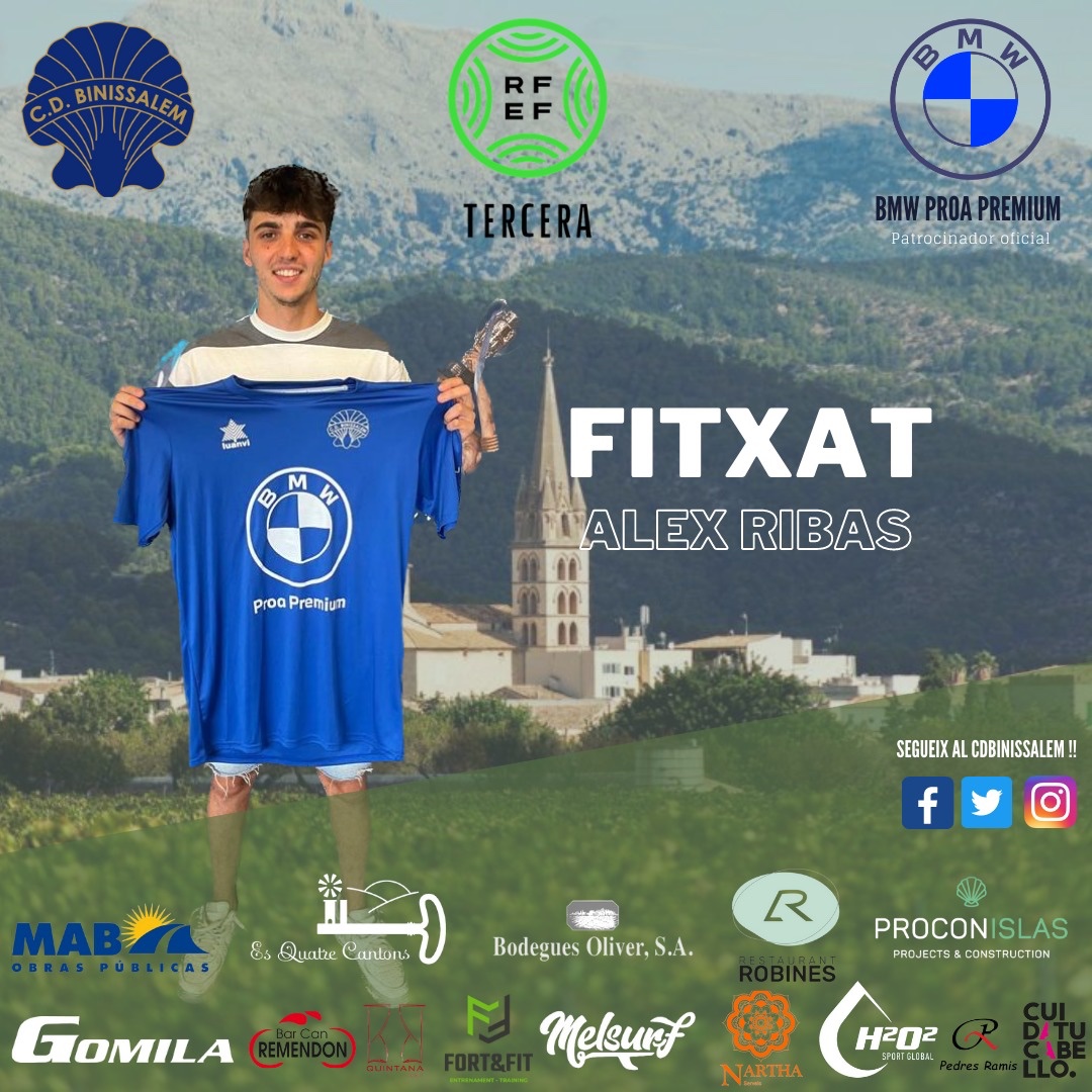 Incorporan Alex Ribes, de 20 anys, centrocampista de qualitat, amb bon tracte de pilota i bona arribada a l'àrea contrària, molt ilusionat per asentar-se a la categoria amb el Bini. Benvingut Alex!!! 💪💪💙💙