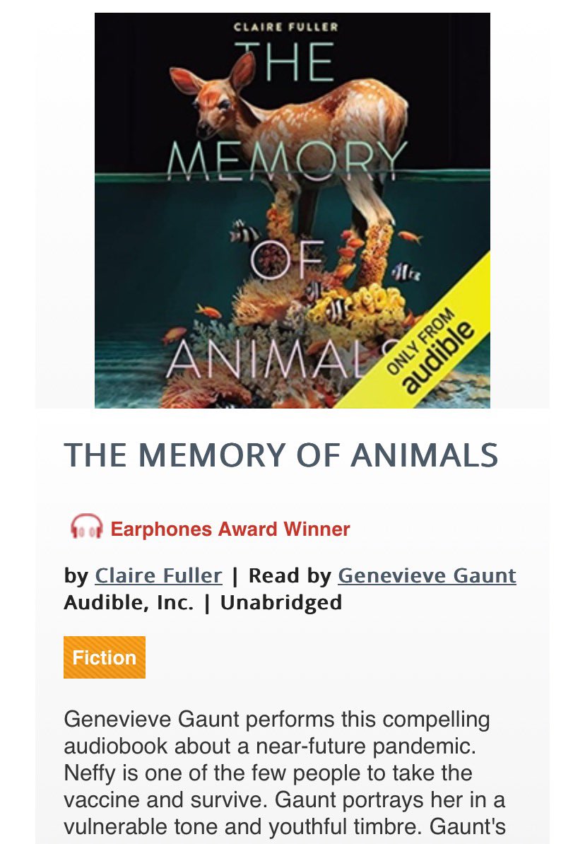 GenevieveWGaunt's tweet photo. Award for audiobooking! Thank you @AudioFileMag for this 🏆 &amp; to the author @ClaireFuller2 &amp; team @PRHAudio @AgentDaeche @RakkitProducti1 https://t.co/HDOCQBZ8mM