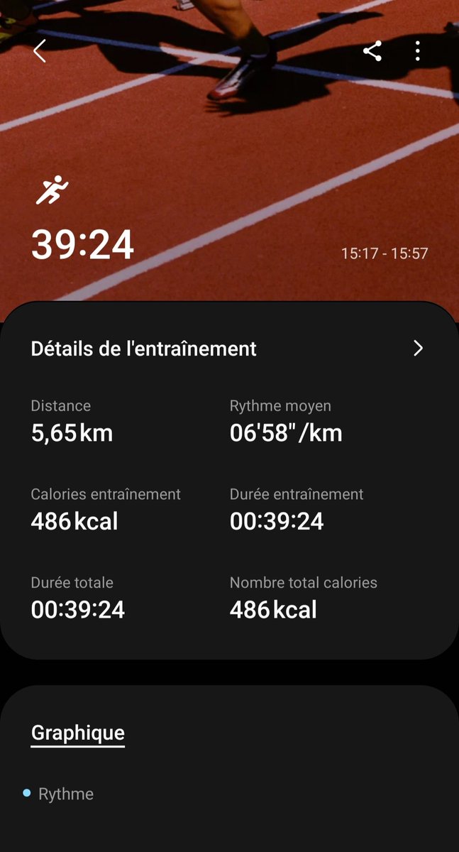 yreeghu's tweet photo. JOUR 7 
Course rapide + entraînement. Mon appli n'a pas enregistré donc j'ai réussi à l'avoir sur une autre en automatique + échauffement et entraînement avec du 10 10 et de l'accélération au stade https://t.co/LzkkXbfJmv