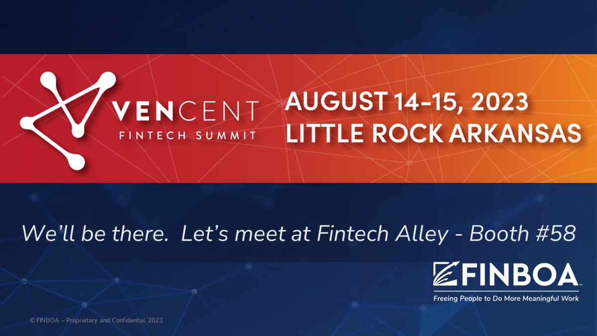 DheerajSingal's tweet image. We're excited to be a part of the upcoming #VenCent Fintech Summit. Stop by Booth #58 and we'll show you how #FINBOA #IntelligentProcessAutomation SaaS solutions quickly improve compliance, efficiency and customer experience. #PaymentDisputes #TreasuryOnboarding #LoanOnboarding