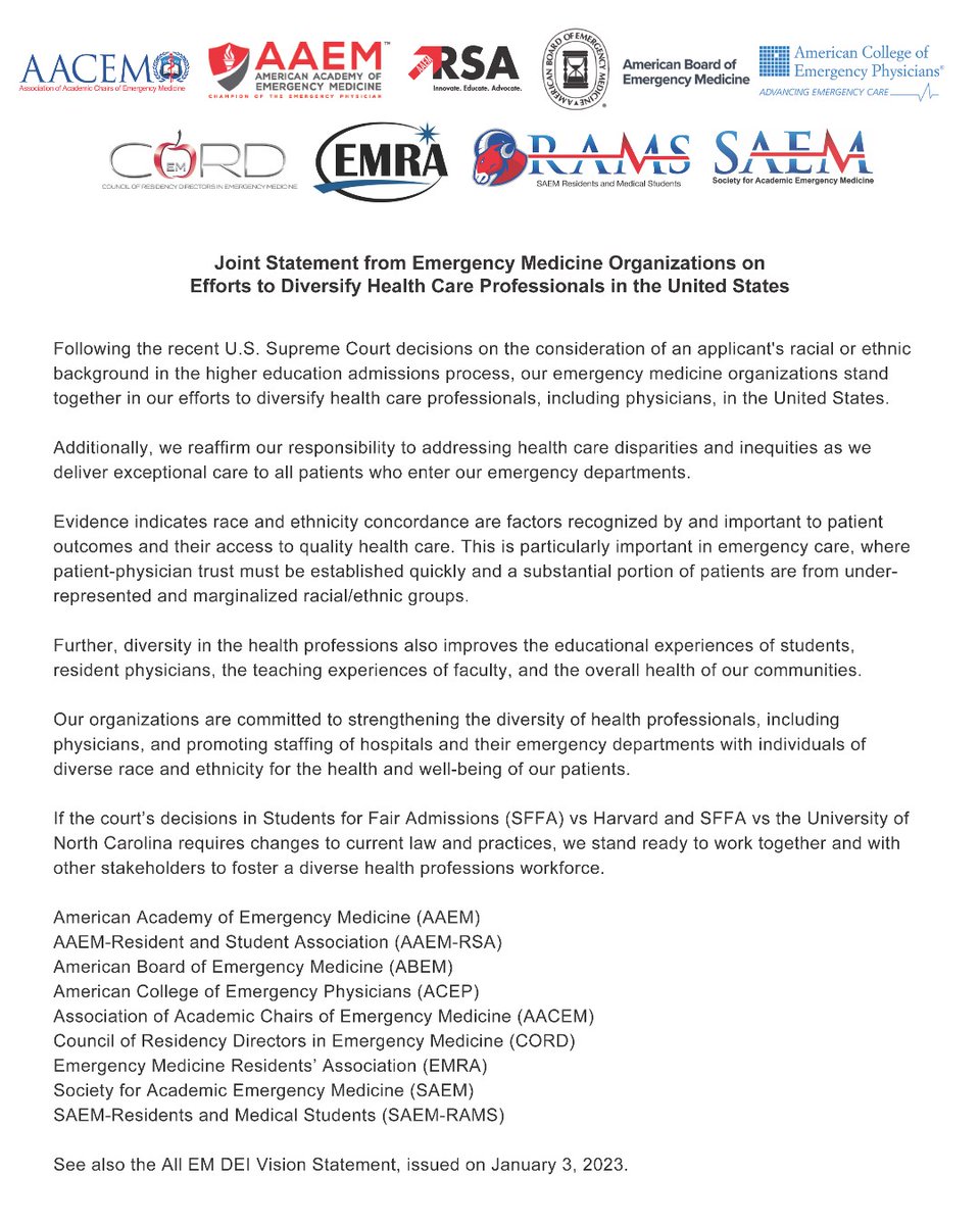 CORD (@cord_em) on Twitter photo Now Available: CORD along with other EM organizations released a joint statement on efforts to diversify health care professionals in the United States. bit.ly/3NXxLQt Now Available: CORD along with other EM organizations released a joint statement on efforts to diversify health care professionals in the United States. bit.ly/3NXxLQt
