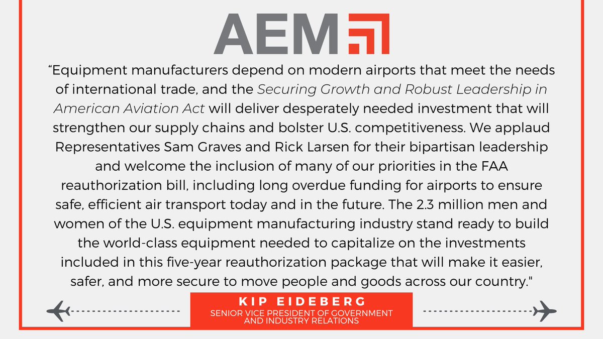 AEMAdvocacy's tweet photo. The hardworking men & women of the equipment #manufacturing industry are ready to roll up their sleeves to build the equipment necessary to modernize our airports, making it easier, safer, & more secure to move people and goods across the U.S. #FAAReauthorization #FAAReauth https://t.co/W93QUl3wXx