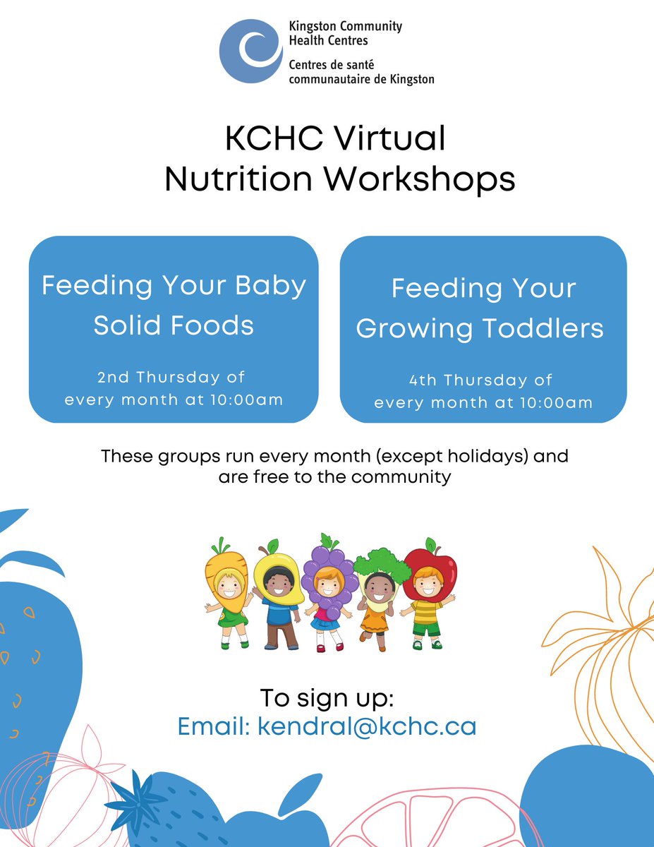 Do you have questions about feeding your toddler? We can help! On the fourth Thursday of every month, KCHC dietitian and Family Health Educator Kendra runs a free virtual workshop to talk about nutrition for your growing child!