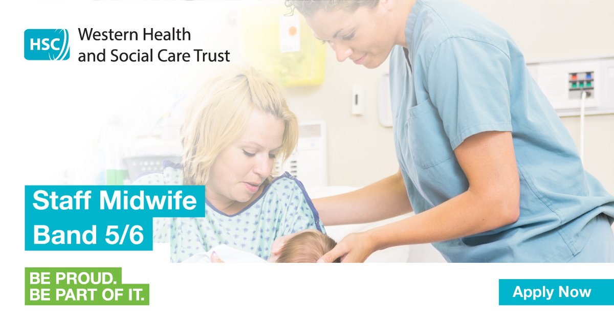 The @WesternHSCTrust are currently seeking applications for Staff Midwife – band 6 posts across the Trust. Permanent full-time / part-time and as and when required contracts available. Full Job Description available, apply online today: hubs.ly/Q01YkR7_0 #hscjobs