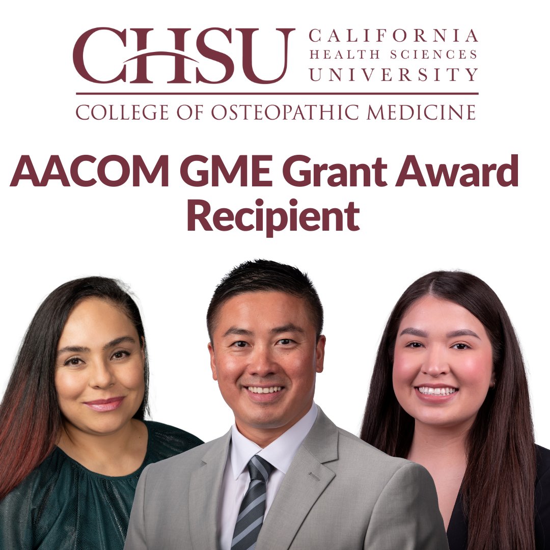 The CHSU College of Osteopathic Medicine Graduate Medical Education (GME) department received the <a href="/AACOMmunities/">AACOM</a> GME Grant award by the Undergraduate Medical Education to Graduate Medical Education Task Force! ow.ly/Xm6L50PgIsm