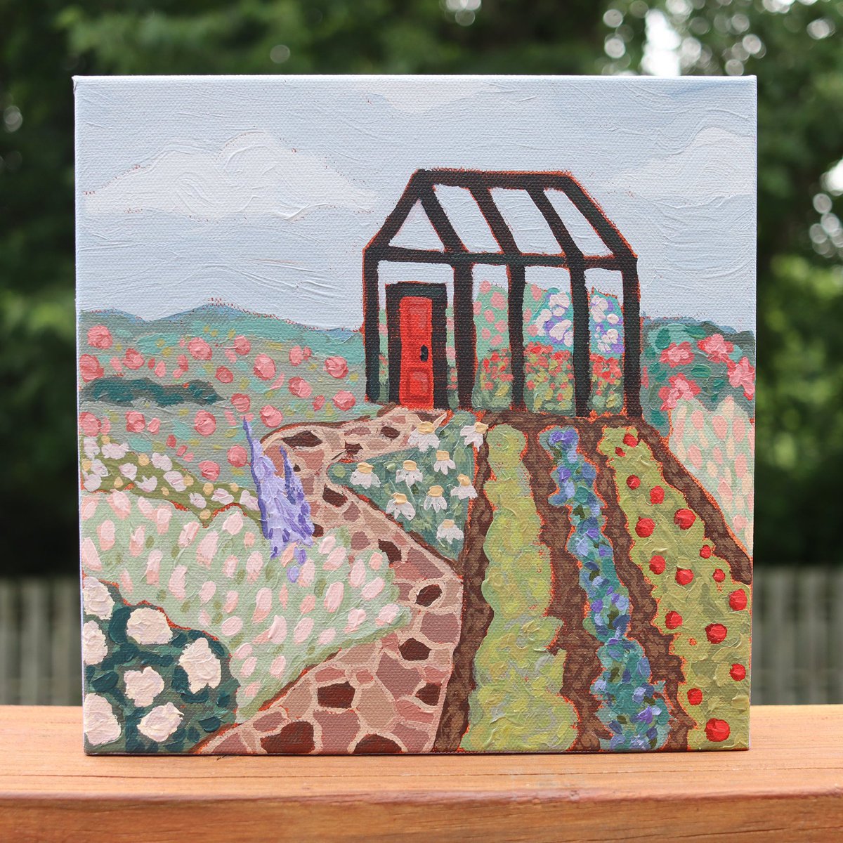 mirabyler's tweet photo. Whimsical garden. ✨🌸 Acrylic on canvas. https://t.co/awbaxzWg7I