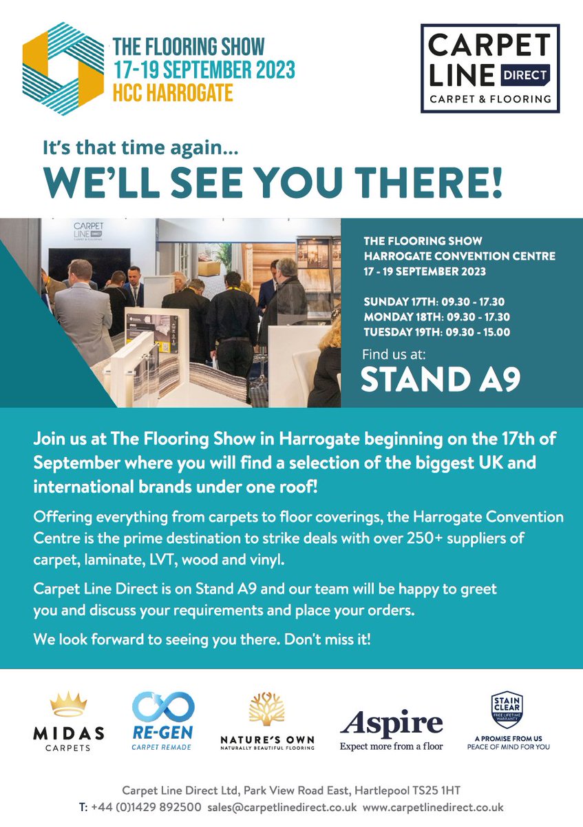 ✨ Join us at Stand A9 during The Flooring Show Harrogate, where we'll be showcasing an array of our stunning flooring options ✨

We look forward to seeing you all 🤩

For fast-track and direct registration follow the link below:

linktr.ee/theflooringshow

#Carpets #Flooring
