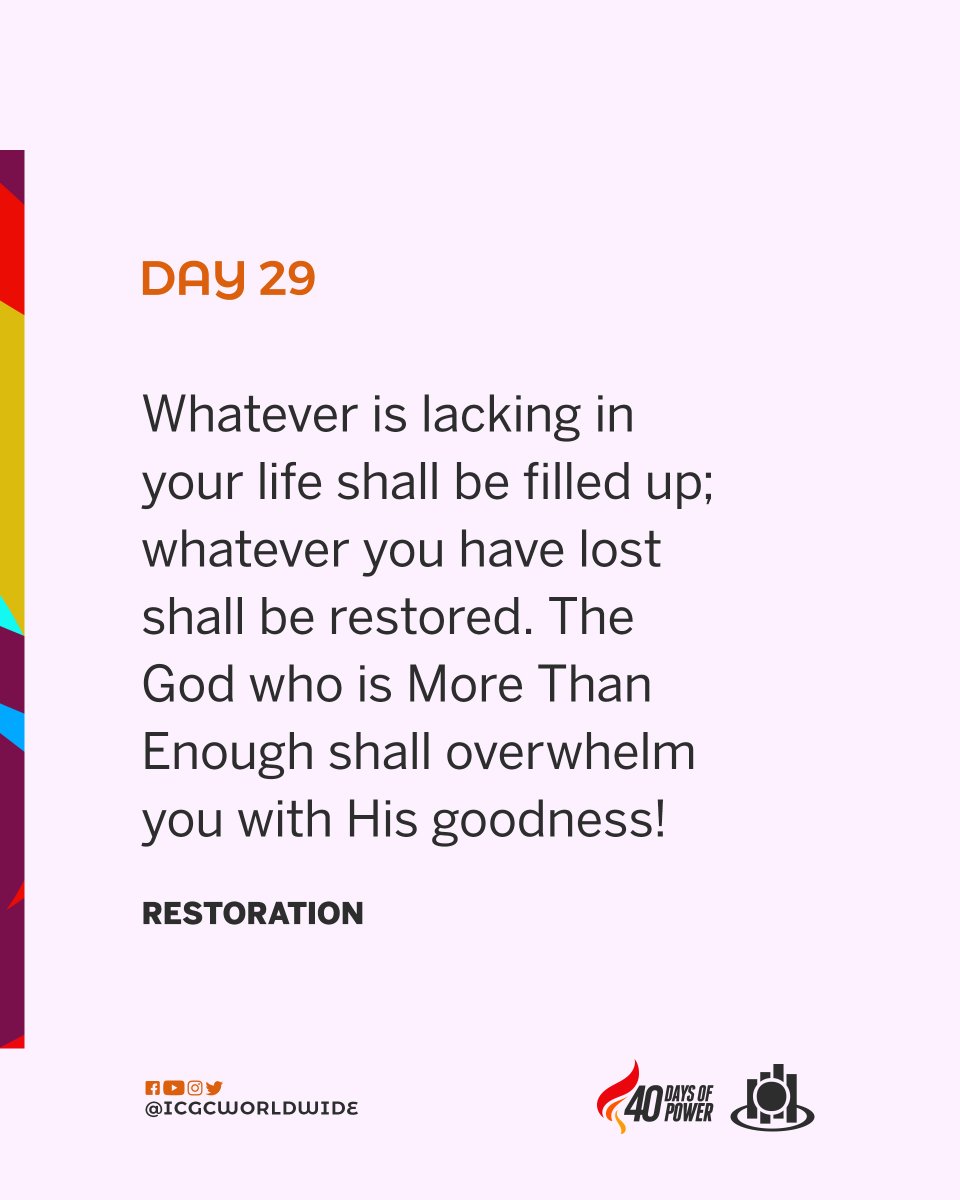 icgcworldwide's tweet image. Restored! #40DaysOfPower