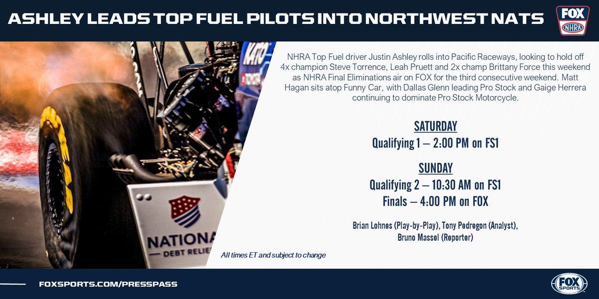 The #NHRA #WesternSwing continues this weekend -- Final Eliminations on FOX! 🔥