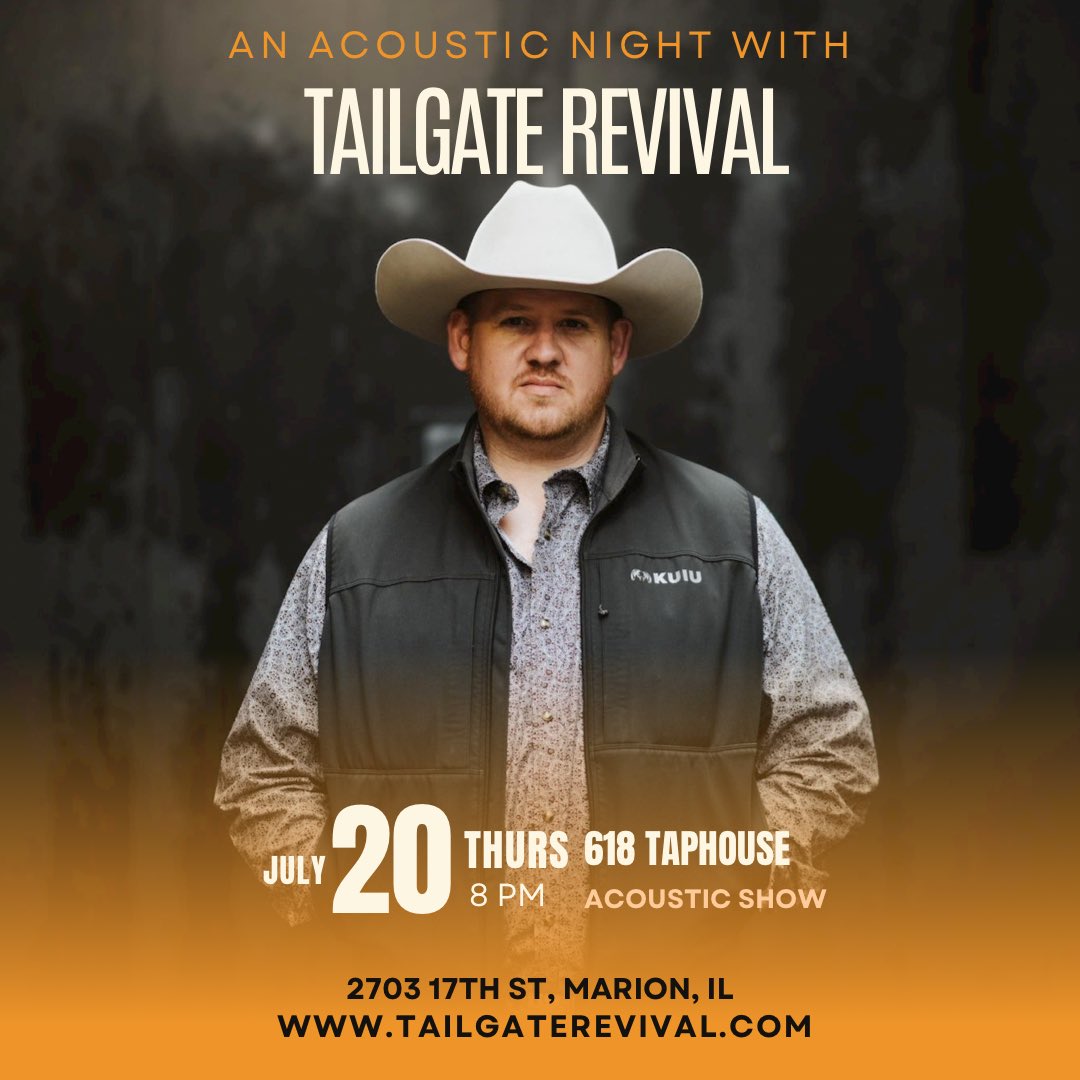 tailgaterevival's tweet photo. Tonight! Come hang with us at the 
618 Taphouse for a night of acoustic music. We’re playing at 8:00 pm - be there! Let us know what you want to hear! https://t.co/qVKD6z8zV0