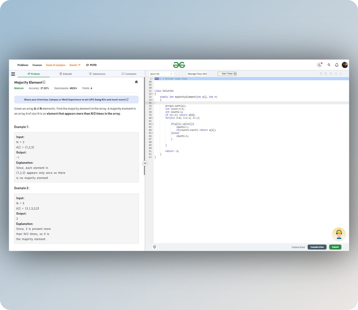 dev_nikkhil's tweet photo. Day 3⃣2⃣of #180dayscodechallenge:-
-Did 1M + 2E level qns(1 LC and 2 on GFG) which were based on Searching and sorting,
-Optimizing my solutions and learning new techniques https://t.co/aEVz3zcJc9