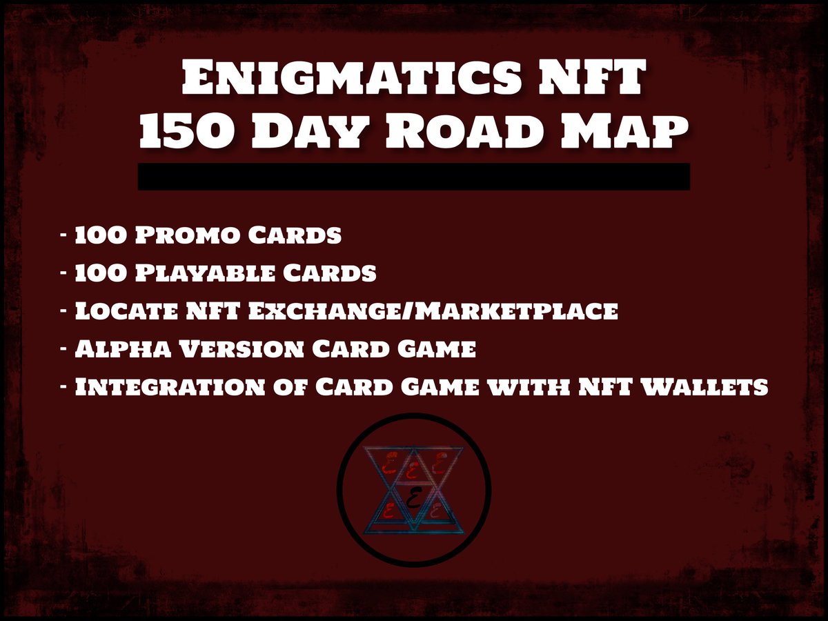 EnigmaticsNft's tweet photo. Here is the project 150 Day Road Map. Many milestones to be completed. We hope to bring a great experience to our community and followers! https://t.co/3Al5vWSgvo