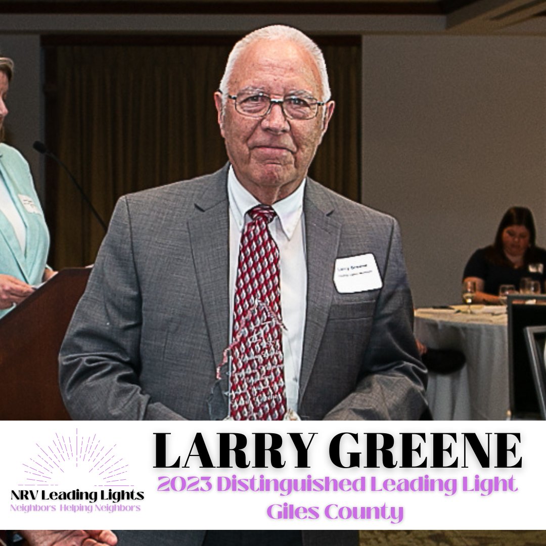 LeadingLightNRV's tweet photo. Congrats Larry Greene, 2023 Giles Co. Leading Lights Distinguished Volunteer! He has served with Feeding America, Newport Community Board, American Red Cross, Church of Jesus Christ of Latter-day Saints, Giles Health &amp; Family Center, Giles County Social Services Board &amp; more! https://t.co/psUqttM3Na