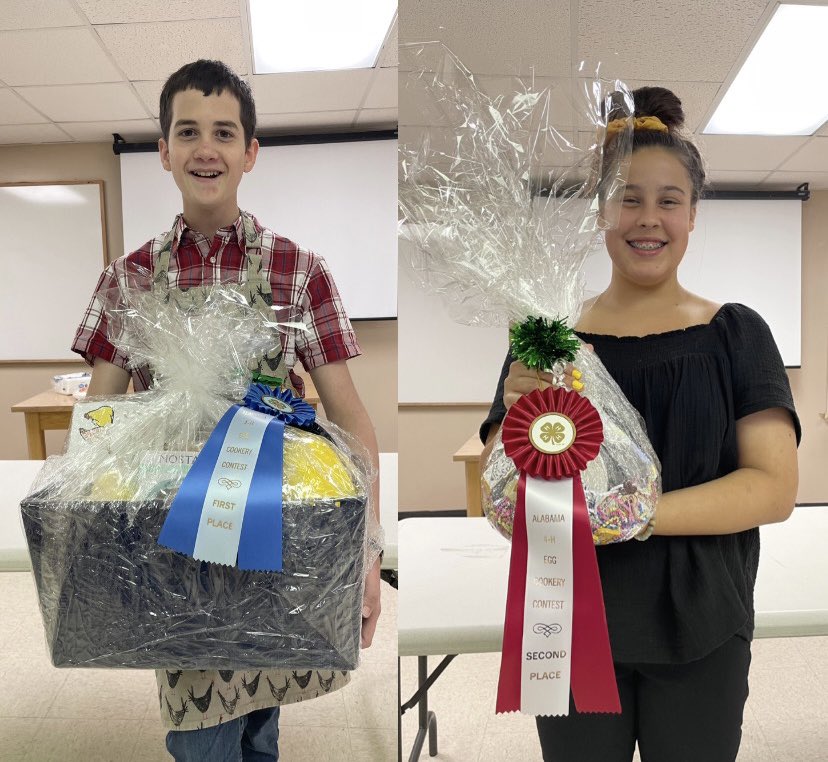 Congratulations to the 2023 4-H Egg Cookery Contest winners!

Warren Partain, first intermediate winner and Lily Katherine Crutchfield, second intermediate winner impressed the judges with homemade dishes prepared with eggs. 🍳

Great job! You make 4-H proud! 🍀 #alabama4h
