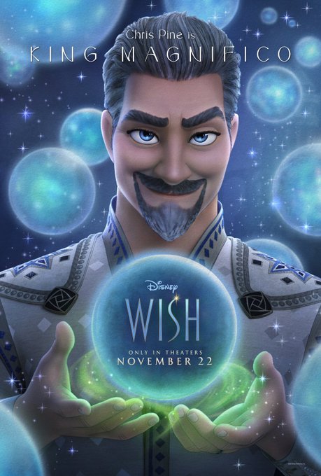 ScottGustin's tweet photo. Walt Disney Animation Studios released new character posters for Asha (Ariana DeBose) and King Magnifico (Chris Pine) from #Wish. The film hits theaters November 22. https://t.co/CNVu1QPEhA
