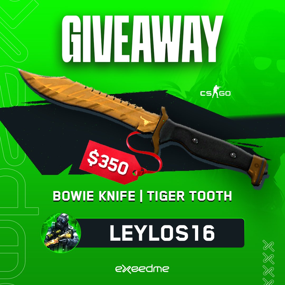 Leylos1616's tweet photo. ❗Big Giveaway❗

🎉BOWIE KNIFE | TIGER TOOTH $350🎉

➡TO ENTER:

✅Retweet &amp; Follow Me
✅Tag 2 Friends
✅Register at:  https://t.co/iVTAnHGWoJ

⏰Ends Aug 11th⏰

#CSGO #CSGOGiveaway https://t.co/GZzYG87ERu