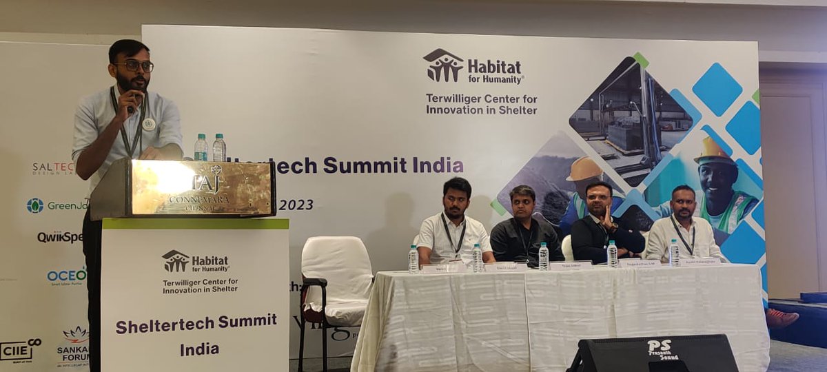 TerwilligerCtr's tweet photo. Among thought provoking panels, the Sheltertech Summit India also featured a Demo Day by the startups that graduated the #incubation program ran in partnership with @Villgro.

@BandhuTech @thegreenjams #Navanc #CarbonCraftDesign #ZerundManufacturing https://t.co/HAzIbUDSPJ