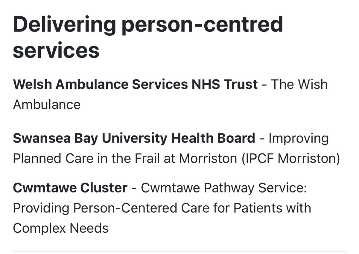 #NHSWalesAwards2023 @SwanseabayNHS @BevanCommission @JKDhesi Very pleased to see our perioperative care for frail patients undergoing elective surgery project listed as a finalist in the awards ( along with some other great projects from Swansea Bay). Good Luck all!