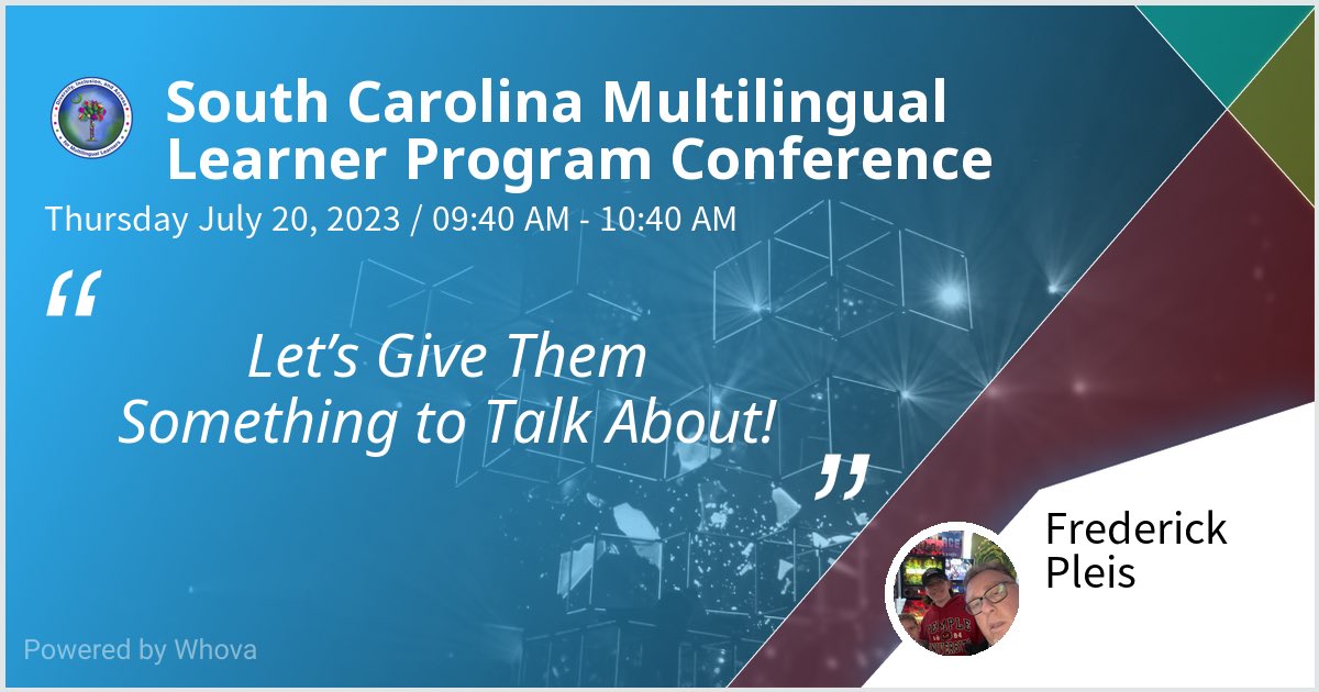 SenseiFredsMojo's tweet image. So honored to have spoken at South Carolina Multilingual Learner Program Conference. Thank you to all who joined my talk at the event! #SCarolinaMLs #SCMLProgram @SCarolinaMLLs @EducationSC @EllevationEd - via #Whova event app