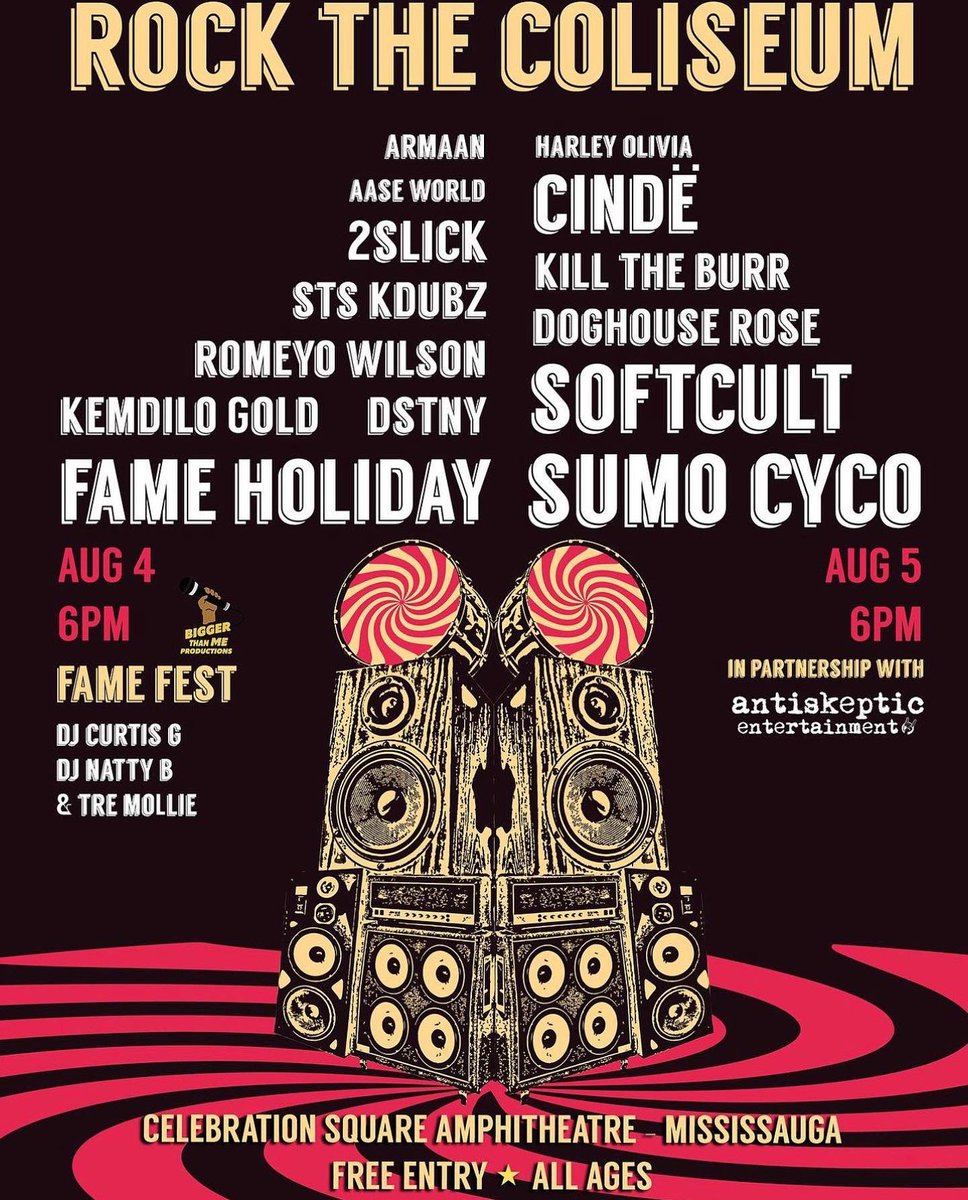 🚨FREE SHOW🚨 Saturday August 5th - <a href="/rockthecoliseum/">Rock the Coliseum</a> I’m playing alongside some wicked bands like <a href="/softcultband/">Softcult</a> and <a href="/sumocyco/">SUMO CYCO</a> SEE YOU THERE!!!🖤😈