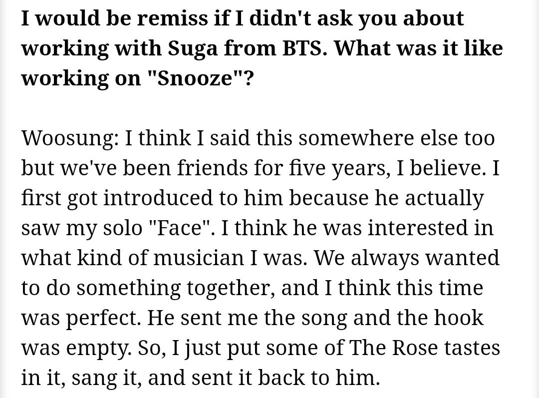 woosungmedia's tweet photo. suga got interested in woosung and his music after hearing “face” 🥲 https://t.co/1omJZoOnfg