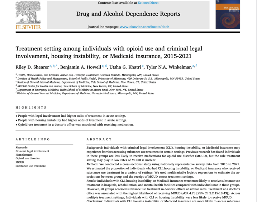 MountSinaiEM's tweet image. #EMResearch @UtshaKhatriMD, Assistant Professor of Emergency Medicine has published a paper describing where individuals with OUD and criminal-legal system involvement, housing instability, or Medicaid insurance can access treatment for substance use.  

sciencedirect.com/science/articl…
