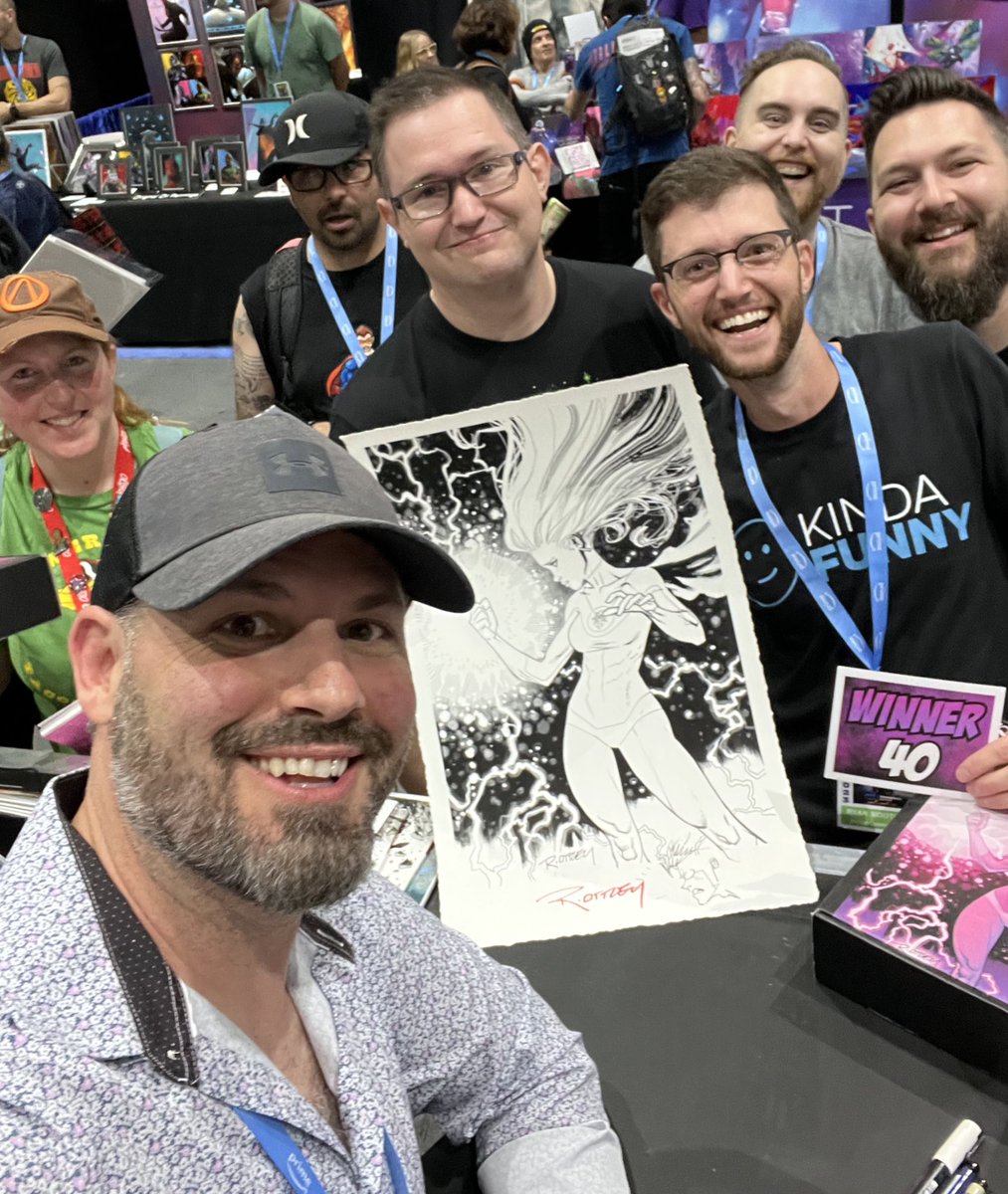 RyanOttley's tweet image. Good to see the @InvincibleCast guys! Mystery boxes were opened, prizes were won, tears were shed! 🤘