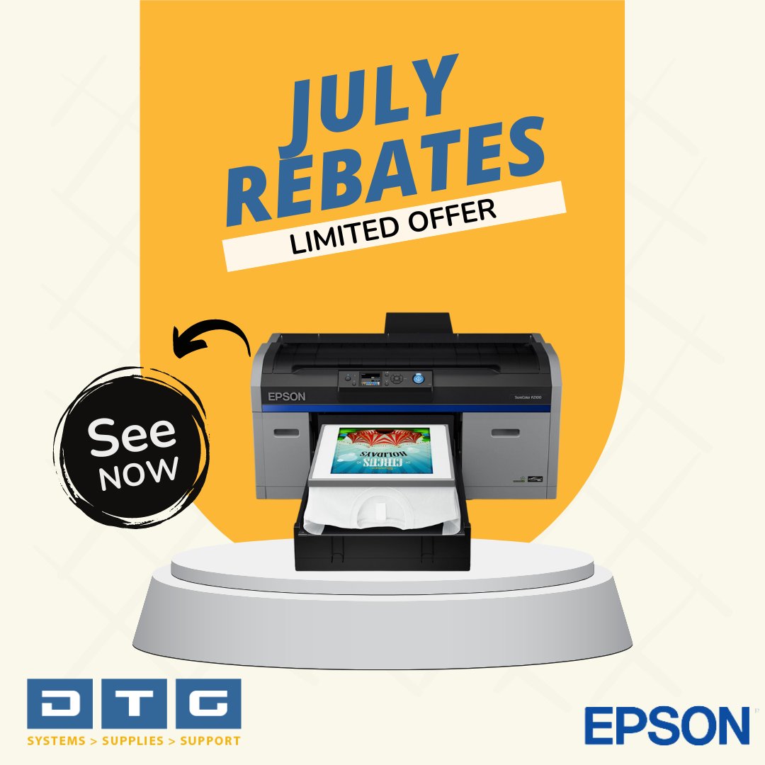 dtgweb's tweet image. Take your printing endeavors to new heights with the world-class offerings from Epson and HP, and enjoy the bonus of irresistible rebates at DTG. 🎊💰

HP: bit.ly/3APBrxs
Epson: bit.ly/42jvEMs

#DTGPrinters #EpsonPrinters #HPPrinters #PrintingRebates #July