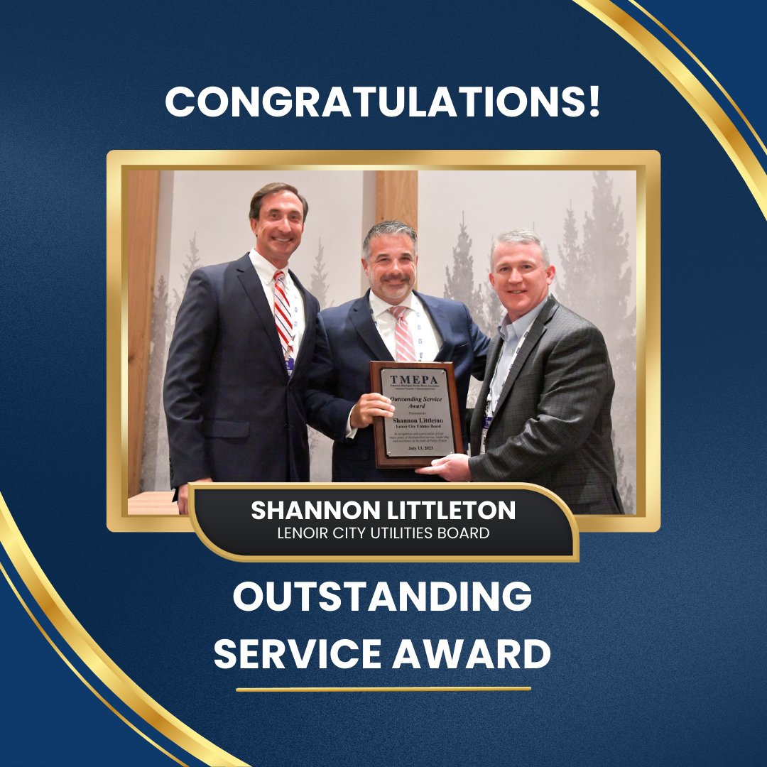 Congratulation to Shannon Littleton, LCUB, the recipient of the Outstanding Service Award, the highest award a system leader can receive from TMEPA. #publicpower #communitypowered