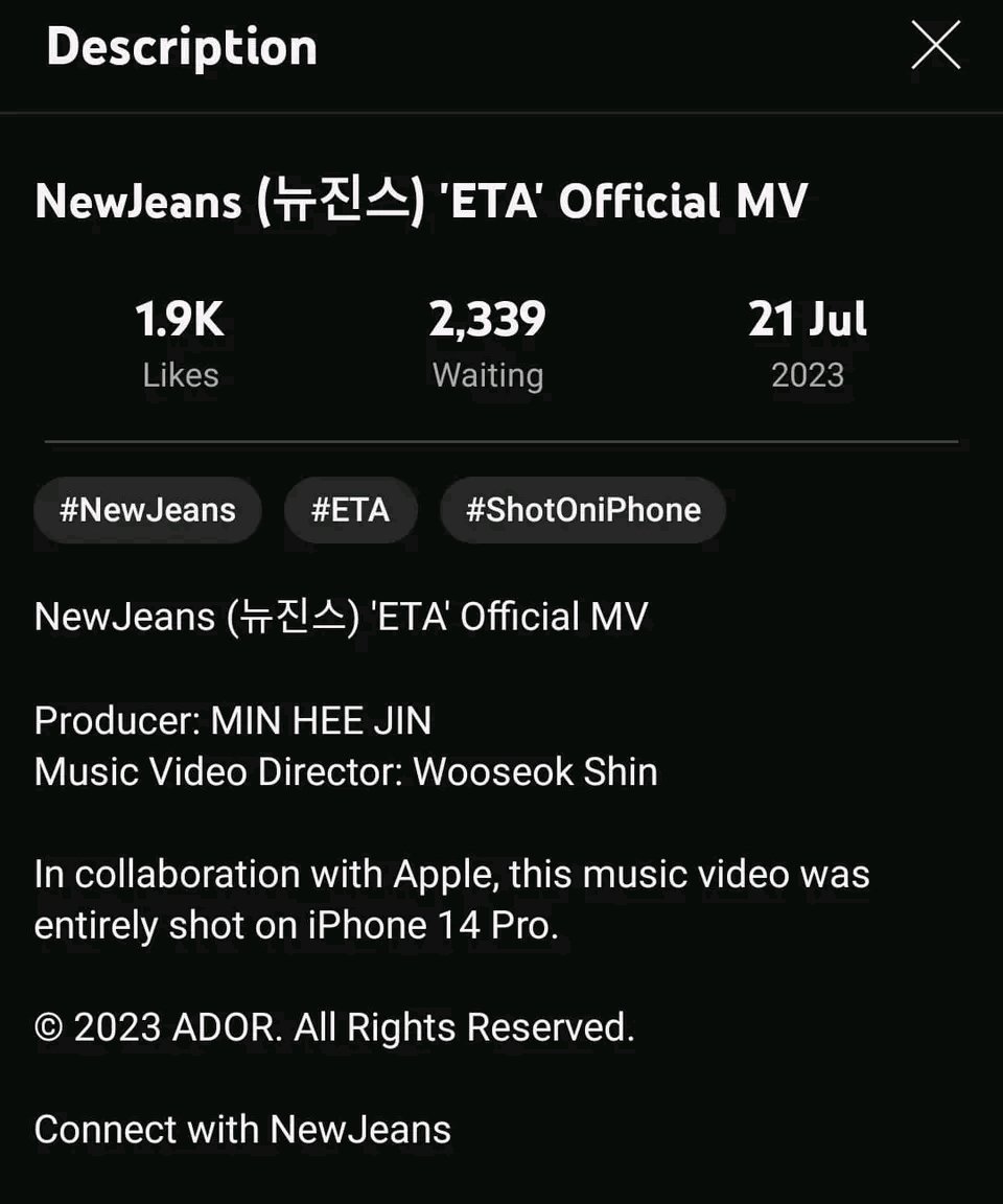 whosnovii's tweet photo. ★ : newjeans’ eta mv is directed by shin wooseok and shot ENTIRELY on iPhone 14 pro ! https://t.co/73DVAuRRld