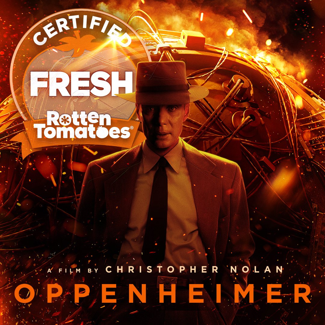 Film on X: #Oppenheimer and #BarbieTheMovie are both certified fresh on Rotten  Tomatoes. 🍅 Read our reviews below. ⬇️ Barbie:   Oppenheimer:   / X